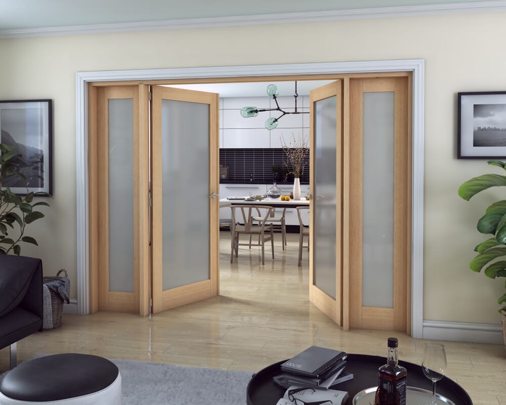 Oak Obscure Glazed French Door Set 2684mm(W) x 2021mm(H)