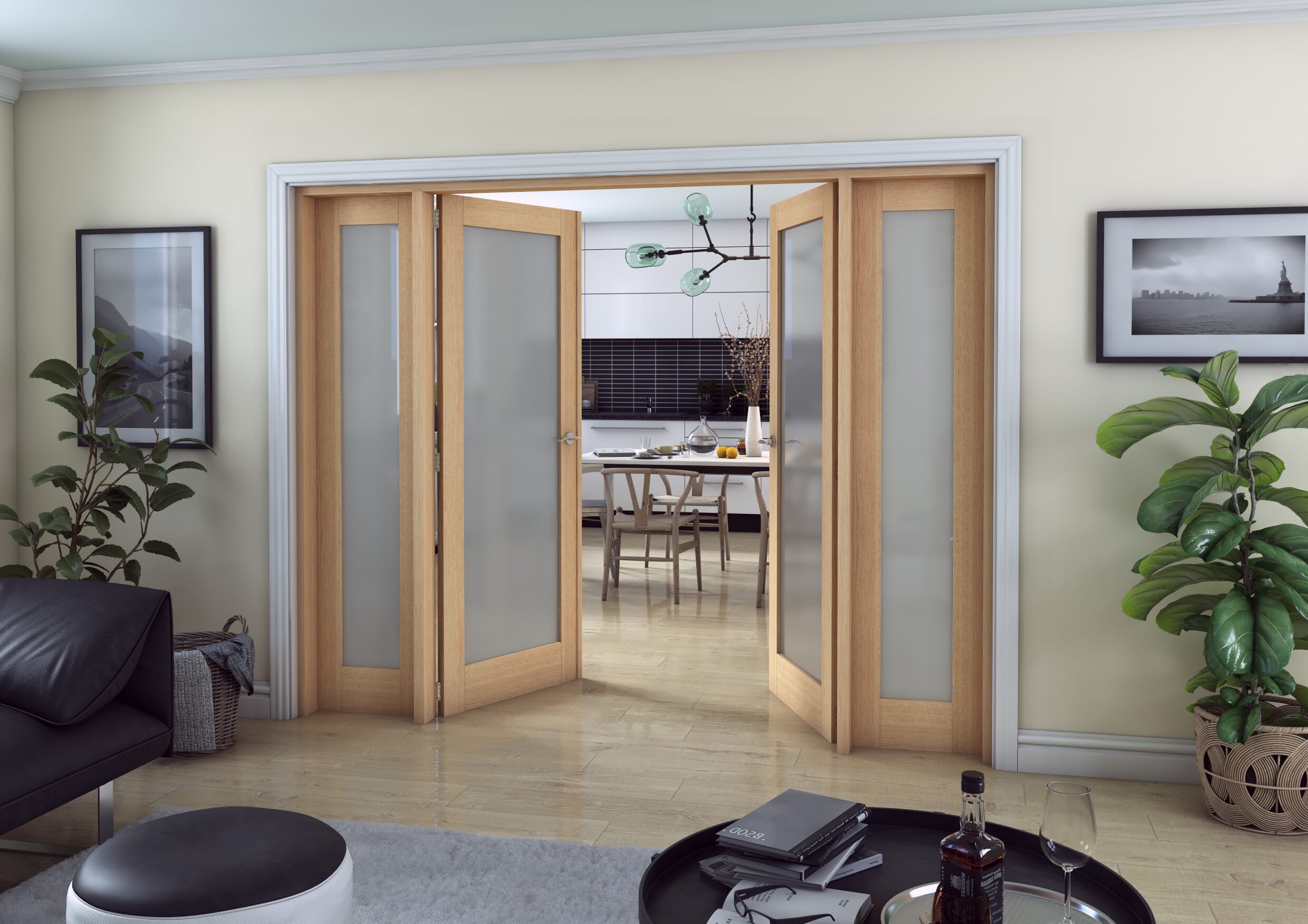 Oak Obscure Glazed French Door Set 2530mm(W) x 2021mm(H)