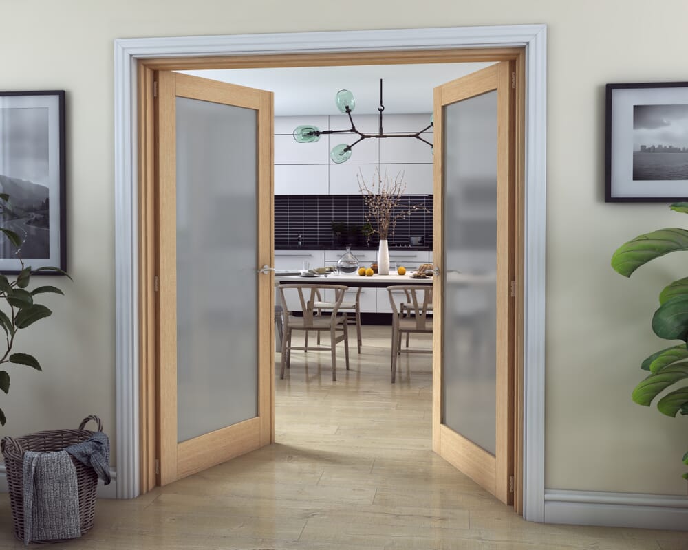 Oak Obscure Glazed French Door Set 1580mm(W) x 2021mm(H)