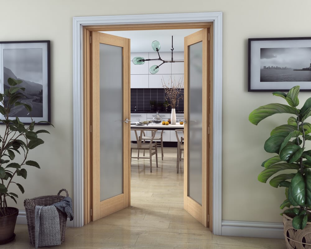 Oak Obscure Glazed French Door Set 1276mm(W) x 2021mm(H)