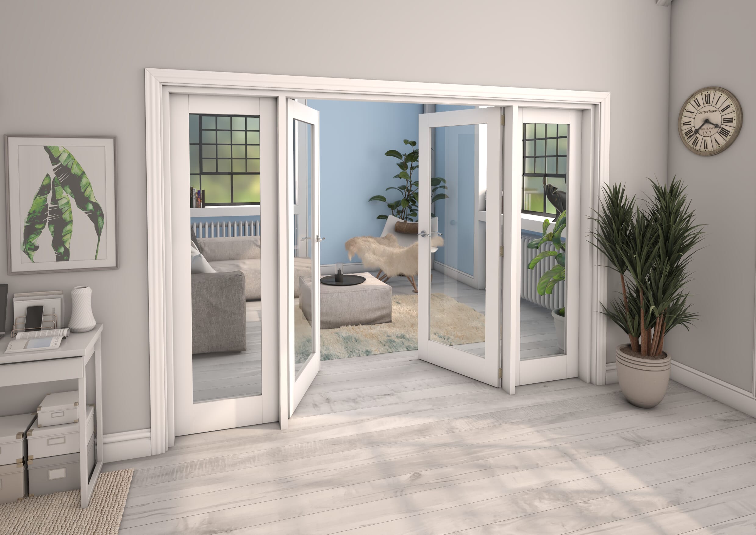 White P10 French Door Set 2610mm(W) x 2021mm(H)