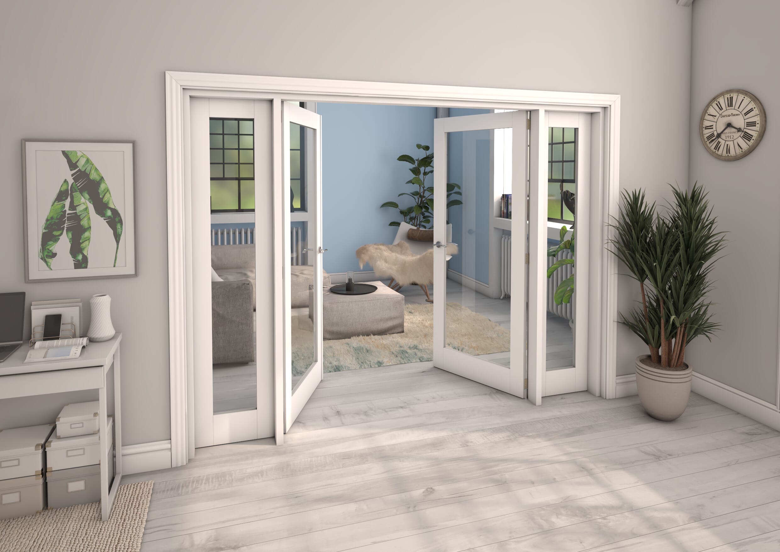 White P10 French Door Set 2454mm(W) x 2021mm(H)