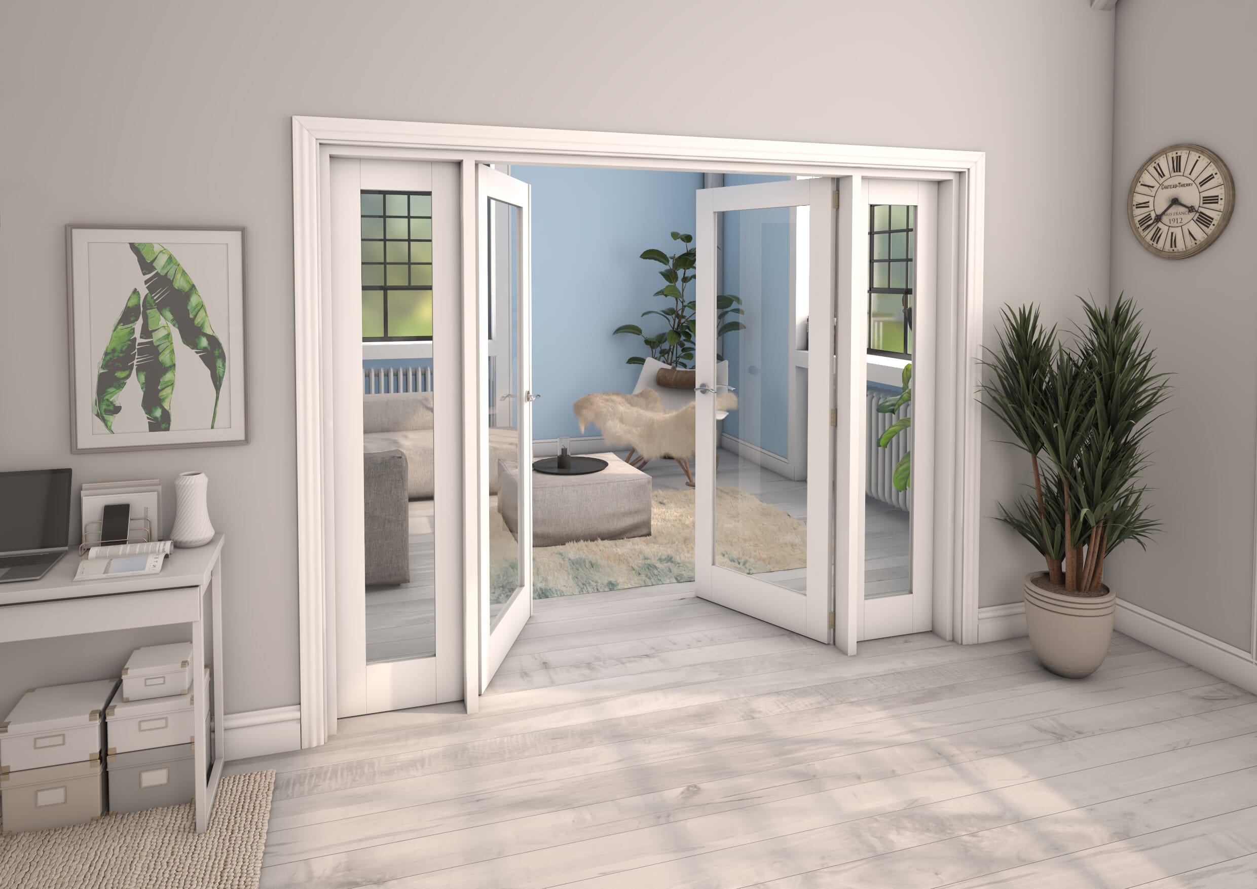 White P10 French Door Set 2378mm(W) x 2021mm(H)