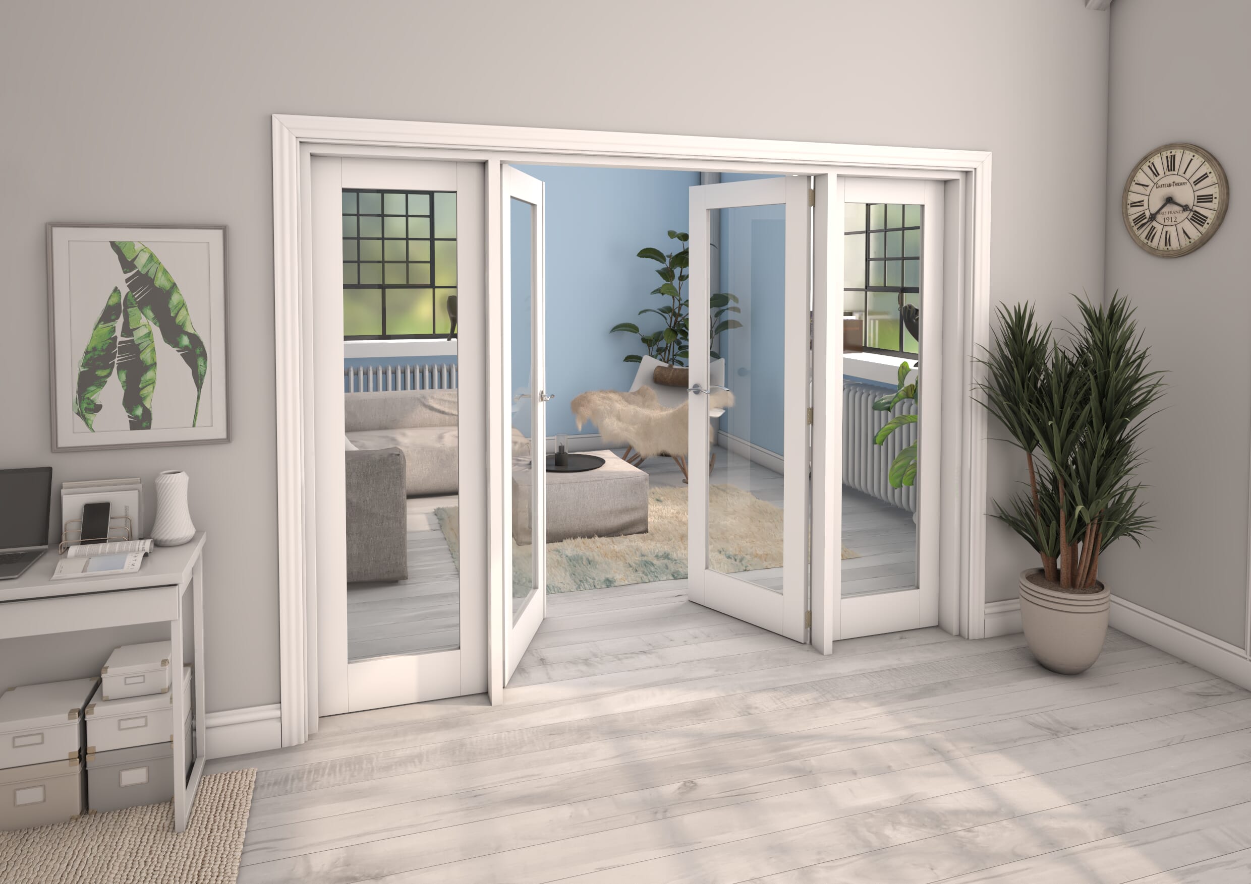 White P10 French Door Set 2152mm(W) x 2021mm(H)