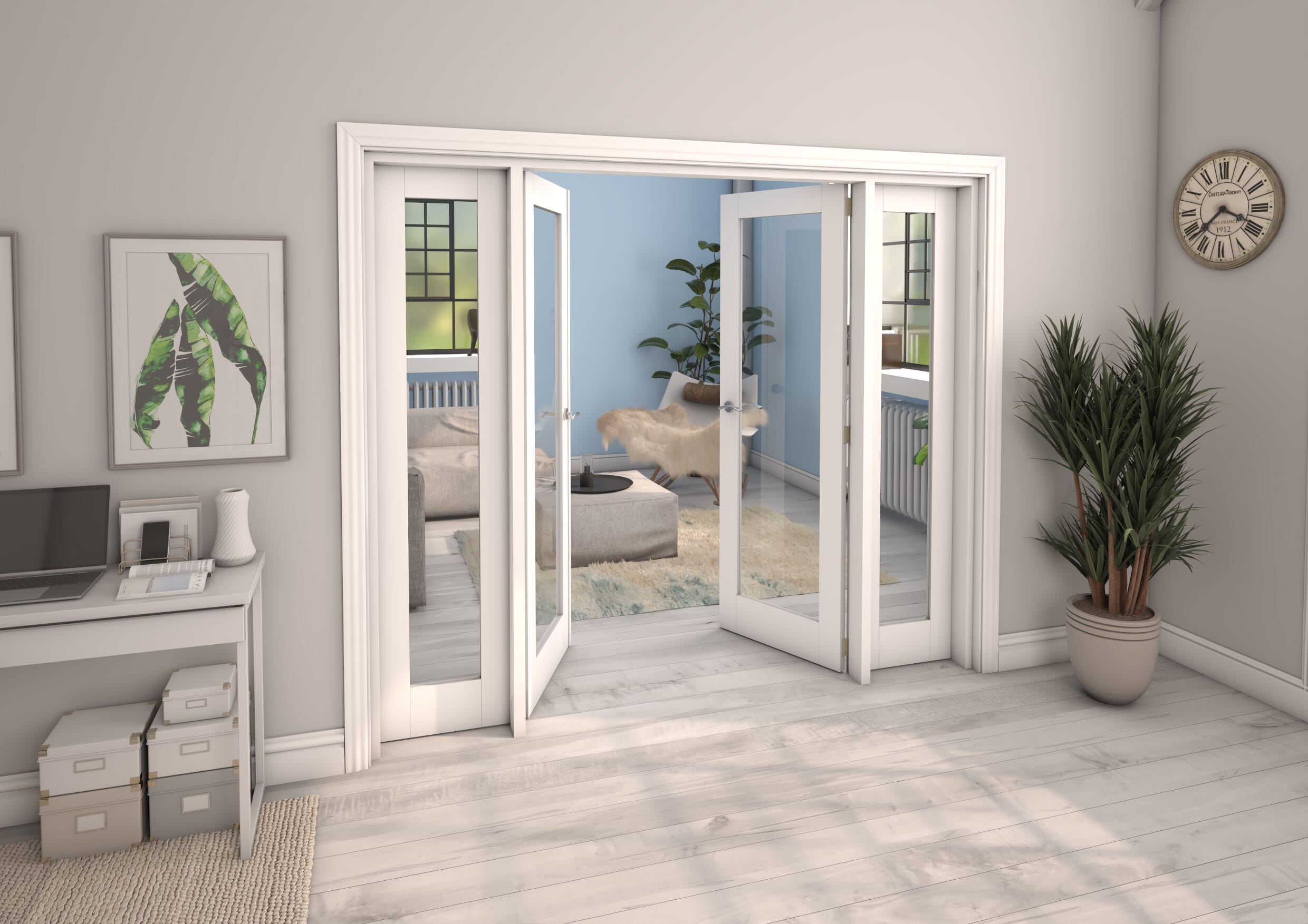 White P10 French Door Set 2000mm(W) x 2021mm(H)