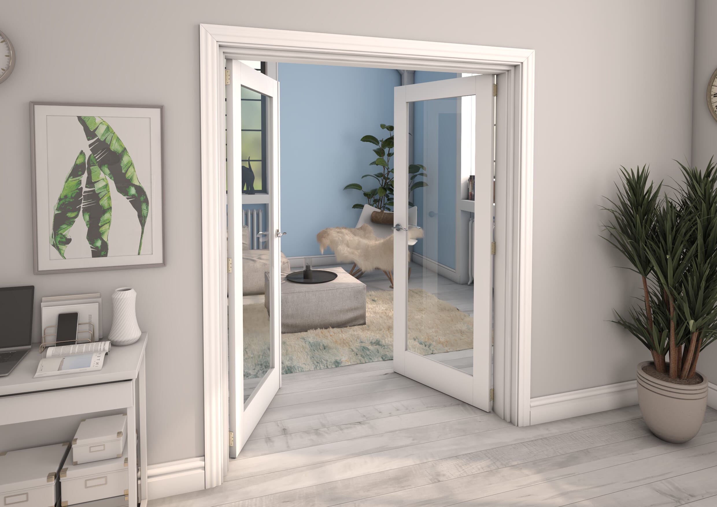 White P10 French Door Set 1426mm(W) x 2021mm(H)
