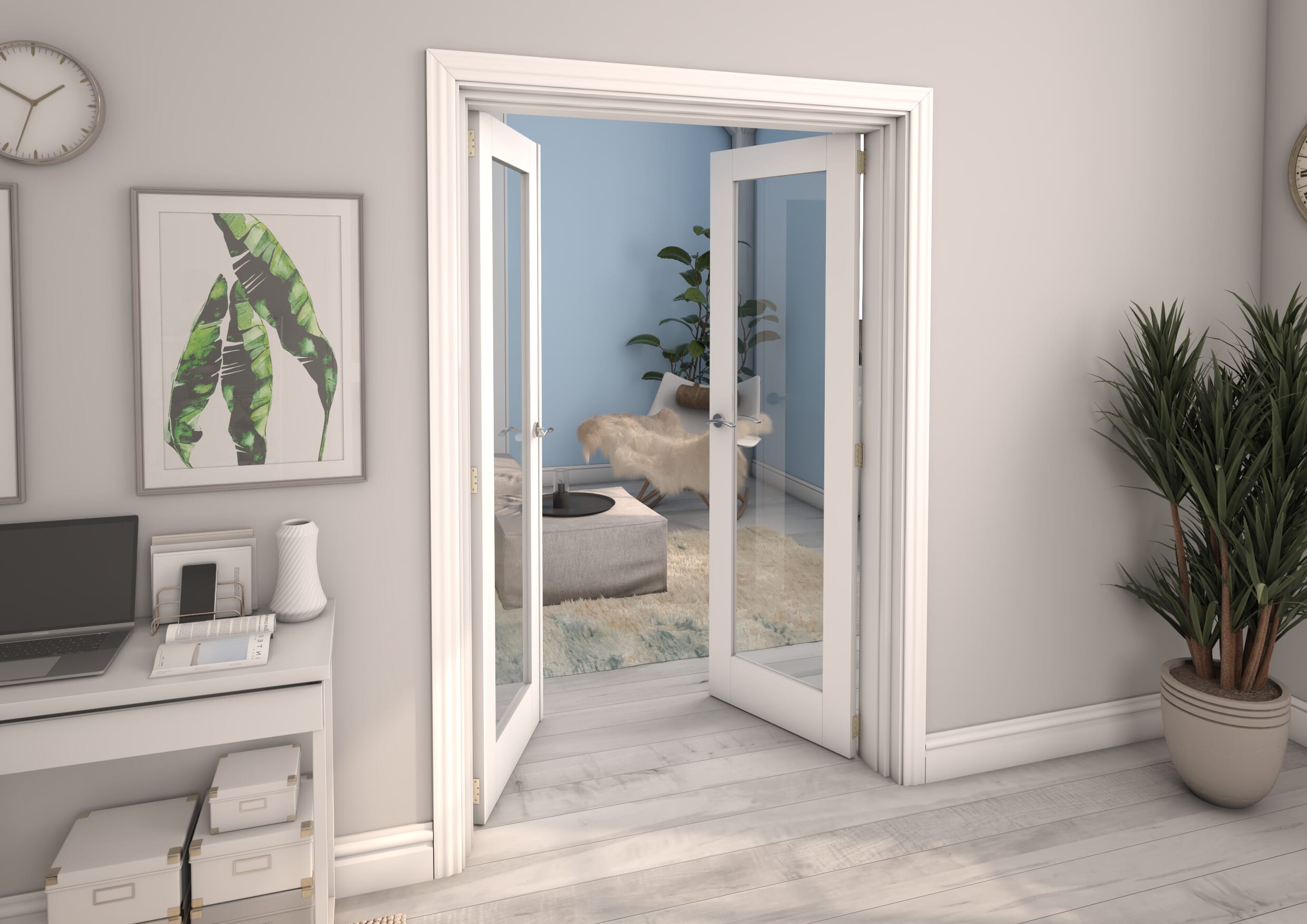 White P10 French Door Set 1202mm(W) x 2021mm(H)