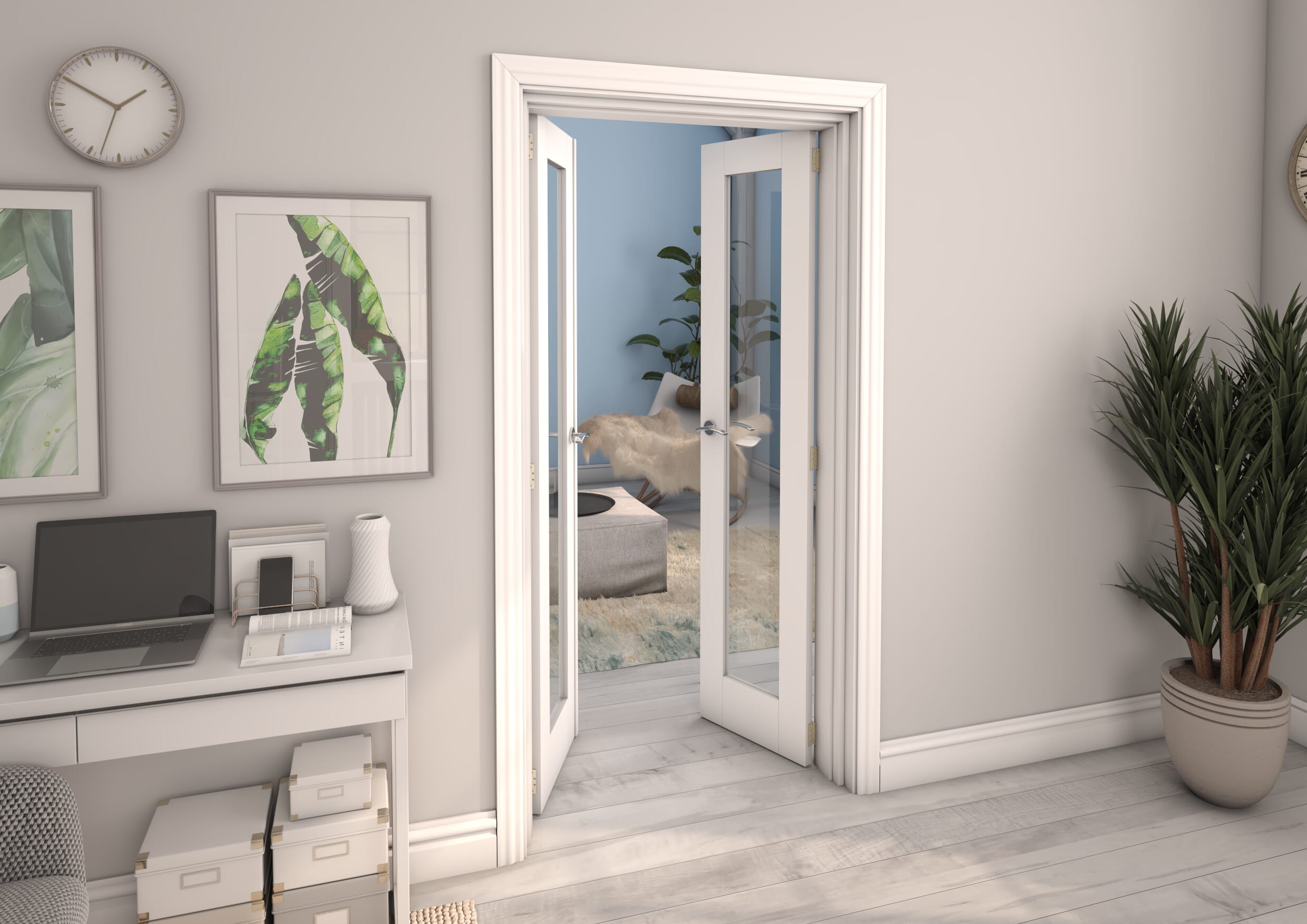 White P10 French Door Set 1122mm(W) x 2021mm(H)