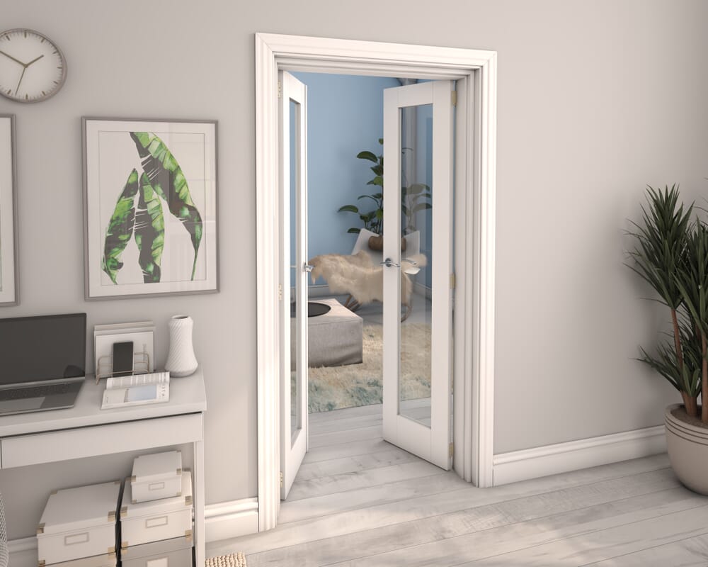 White P10 French Door Set 1122mm(W) x 2021mm(H)