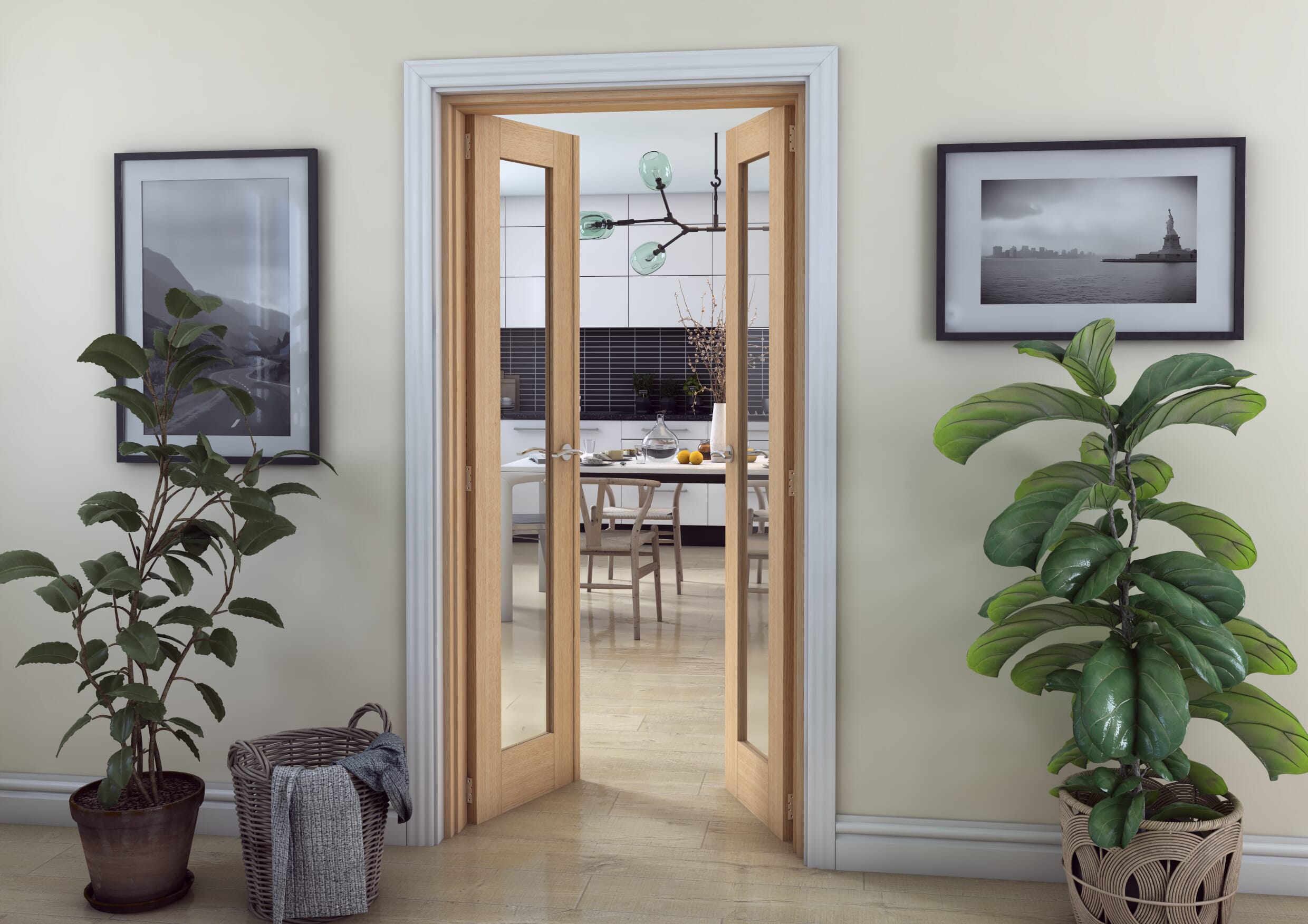 Oak Prefinished French Door Set 1122mm(W) x 2021mm(H)