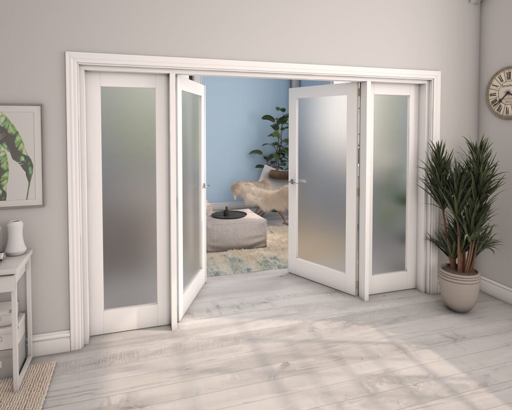 White Obscure Glazed French Door Set 2762mm(W) x 2021mm(H)