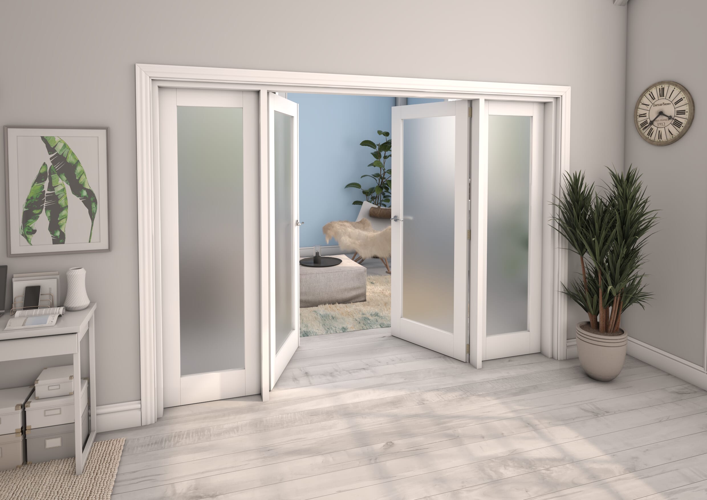 White Obscure Glazed French Door Set 2530mm(W) x 2021mm(H)