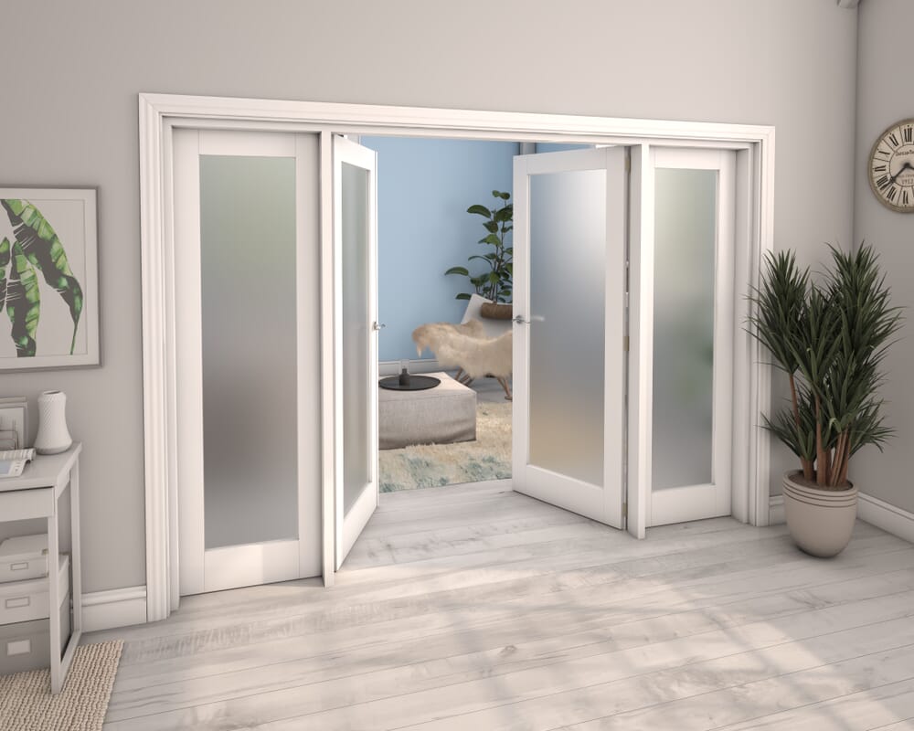 White Obscure Glazed French Door Set 2530mm(W) x 2021mm(H)