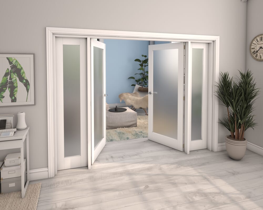 White Obscure Glazed French Door Set 2378mm(W) x 2021mm(H)