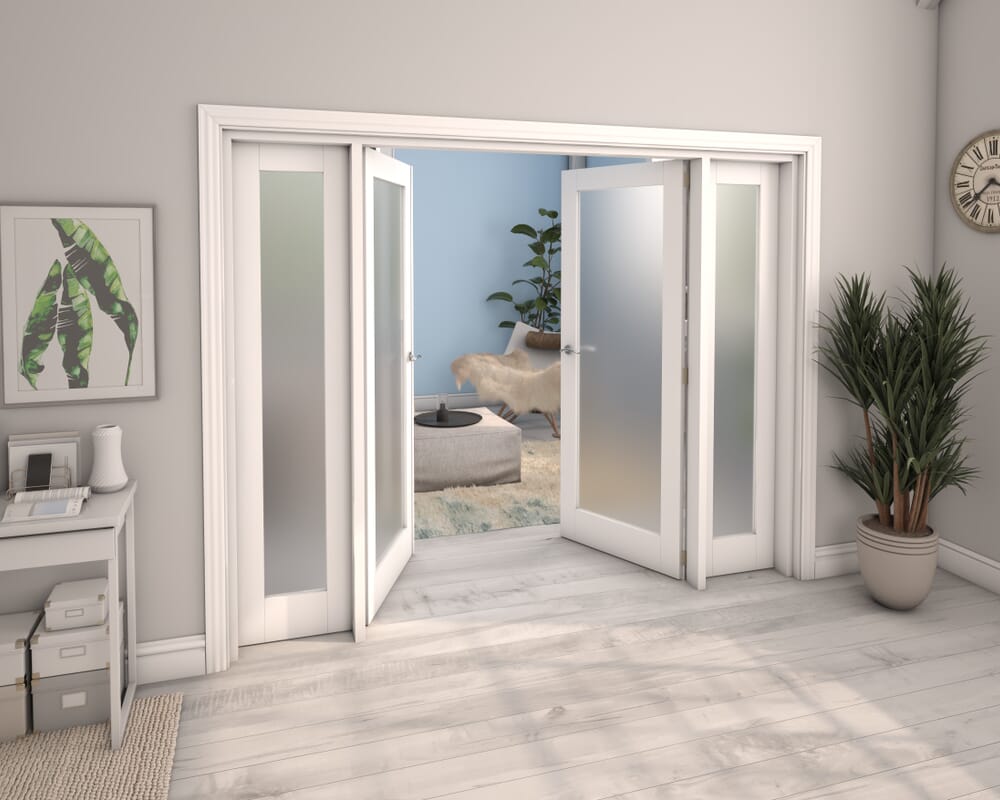 White Obscure Glazed French Door Set 2302mm(W) x 2021mm(H)