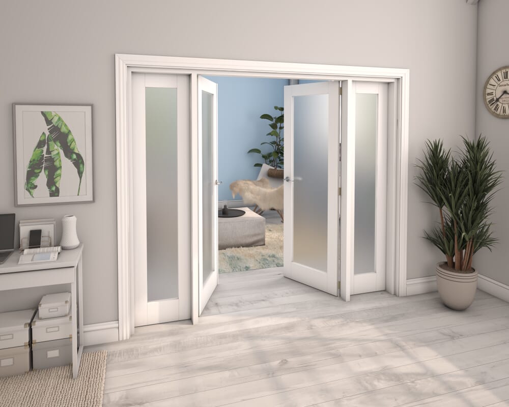 White Obscure Glazed French Door Set 2150mm(W) x 2021mm(H)