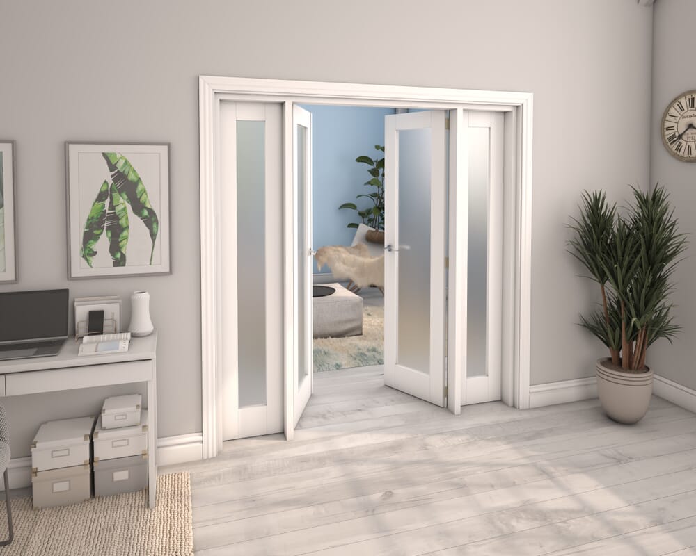 White Obscure Glazed French Door Set 1996mm(W) x 2021mm(H)