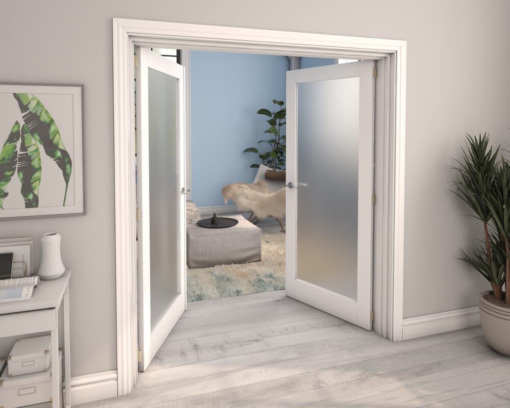 White Obscure Glazed French Door Set 1580mm(W) x 2021mm(H)