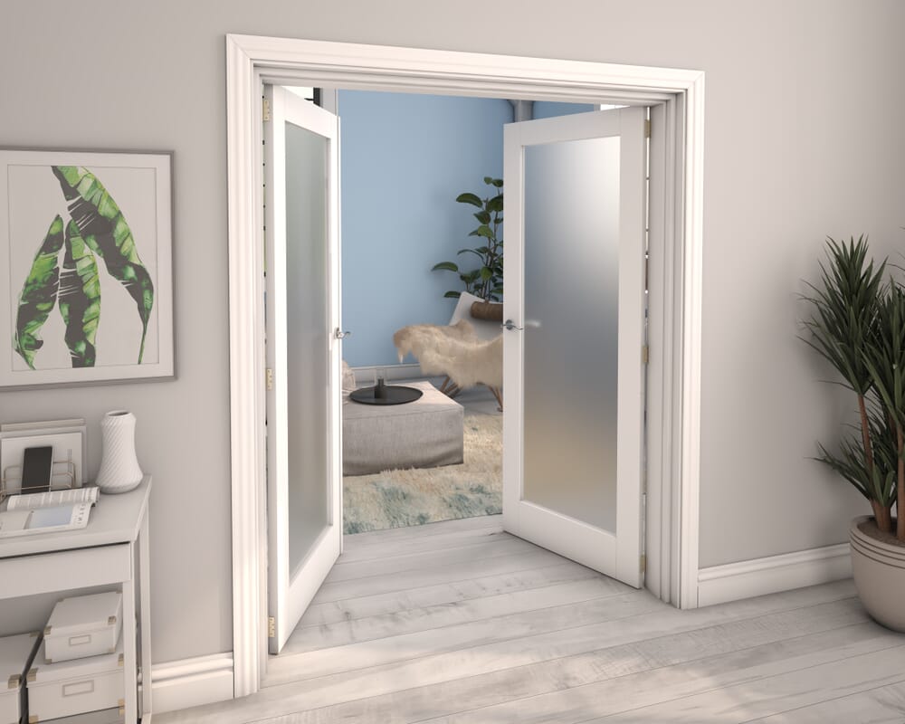 White Obscure Glazed French Door Set 1426mm(W) x 2021mm(H)