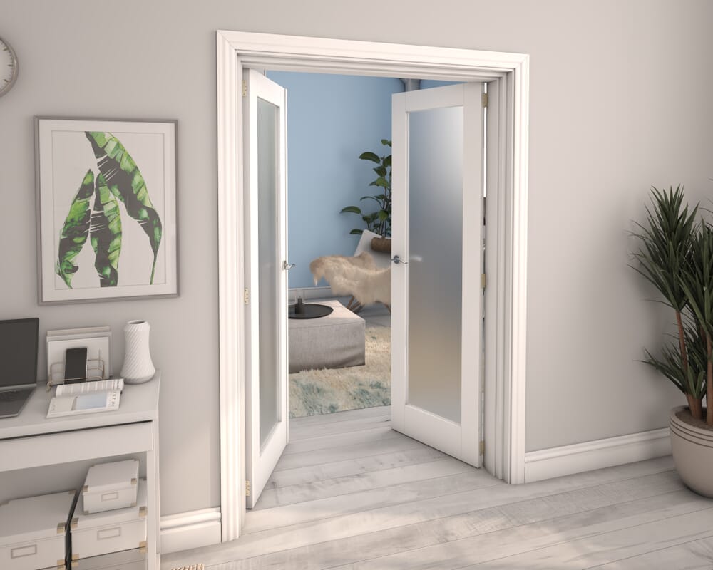 White Obscure Glazed French Door Set 1276mm(W) x 2021mm(H)