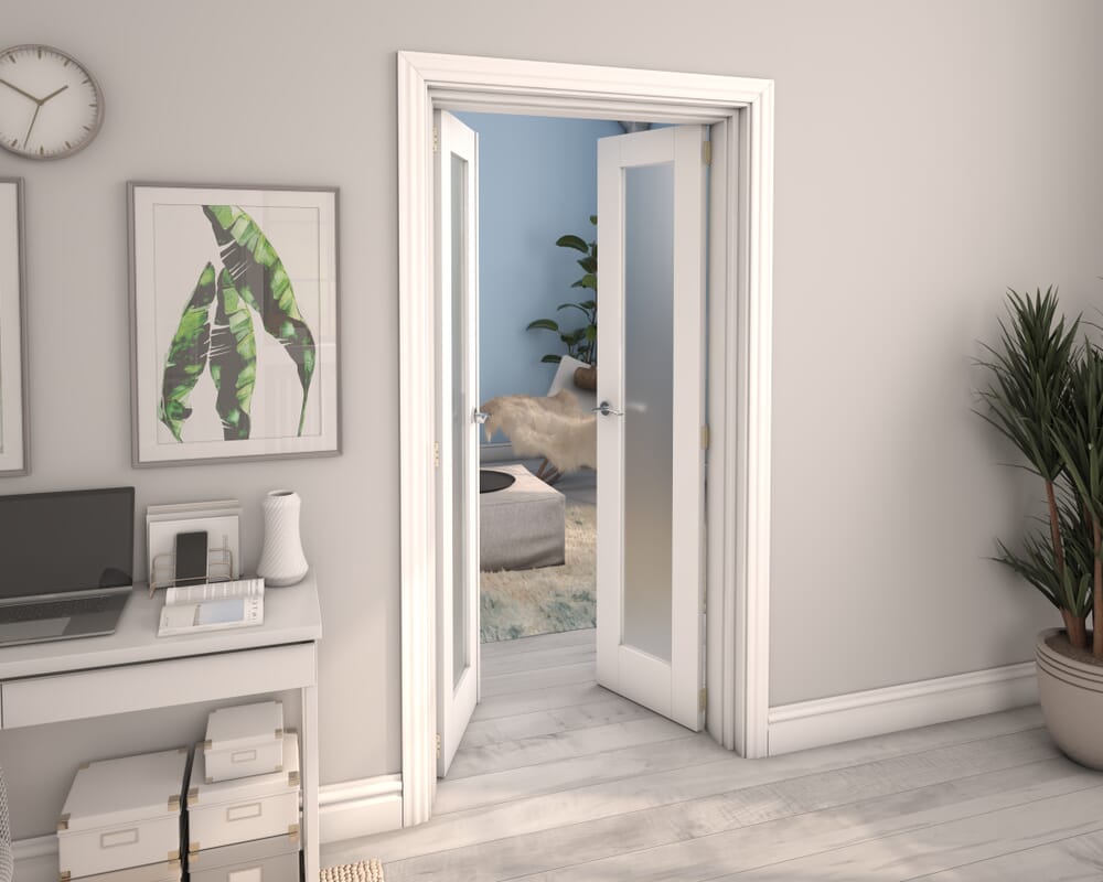 White Obscure Glazed French Door Set 1122mm(W) x 2021mm(H)