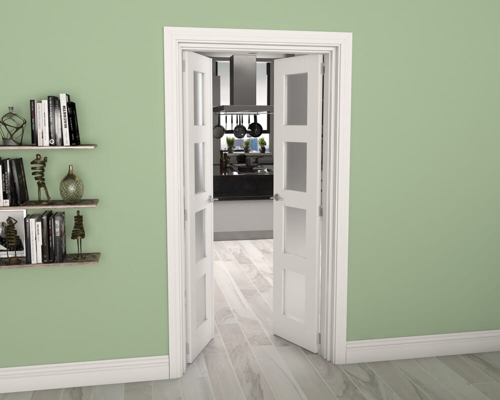 White 4L Frosted French Door Set 1122mm(W) x 2021mm(H)