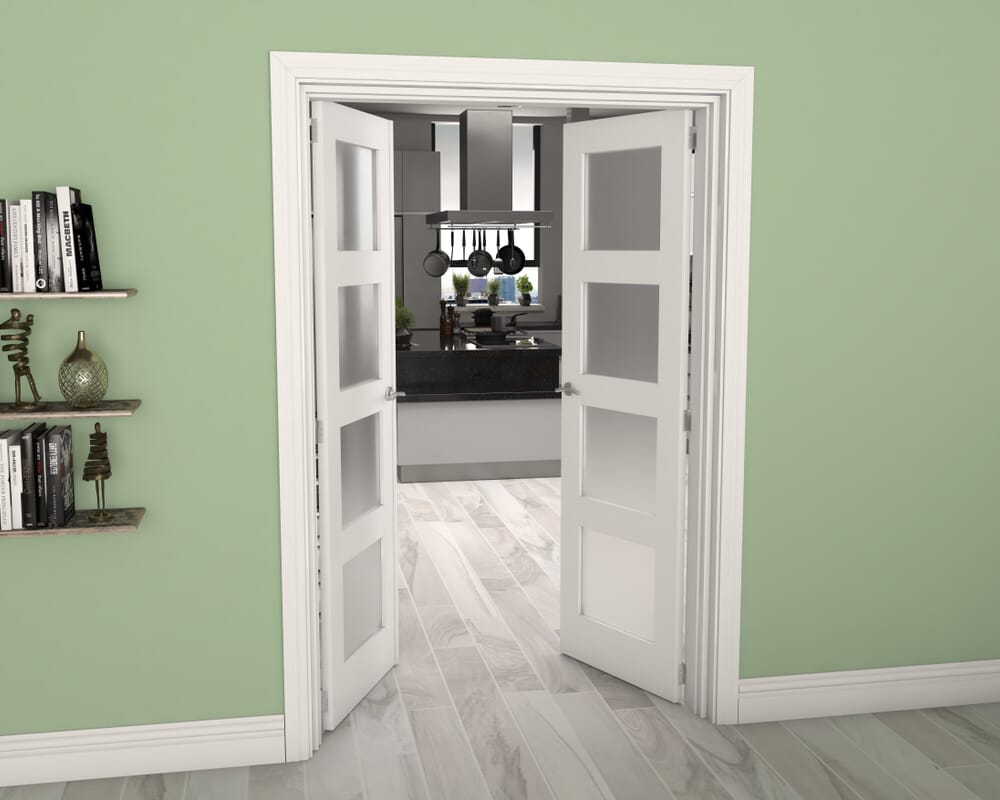 White 4L Frosted French Door Set 1276mm(W) x 2021mm(H)