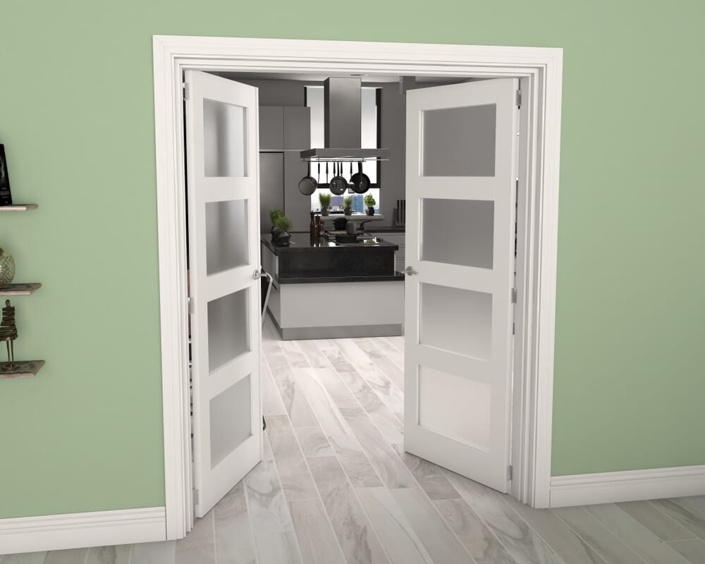 White 4L Frosted French Door Set 1426mm(W) x 2021mm(H)