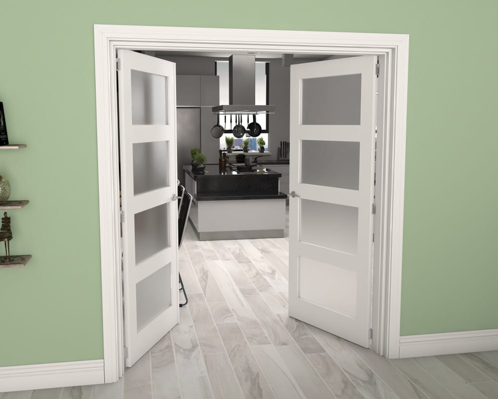 White 4L Frosted French Door Set 1580mm(W) x 2021mm(H)