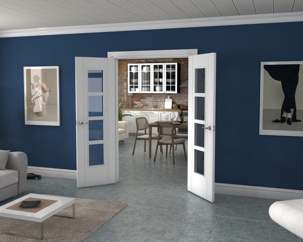 White Iseo 4L French Door Set 1276mm(W) x 2021mm(H)