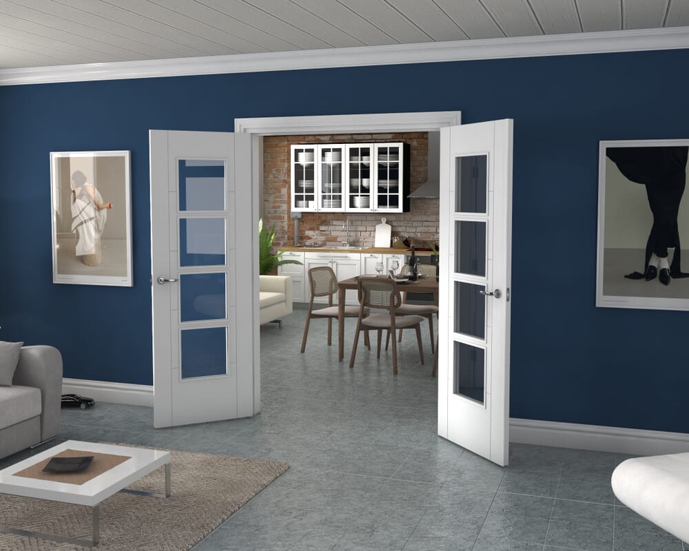 White Iseo 4L French Door Set 1478mm(W) x 2021mm(H)