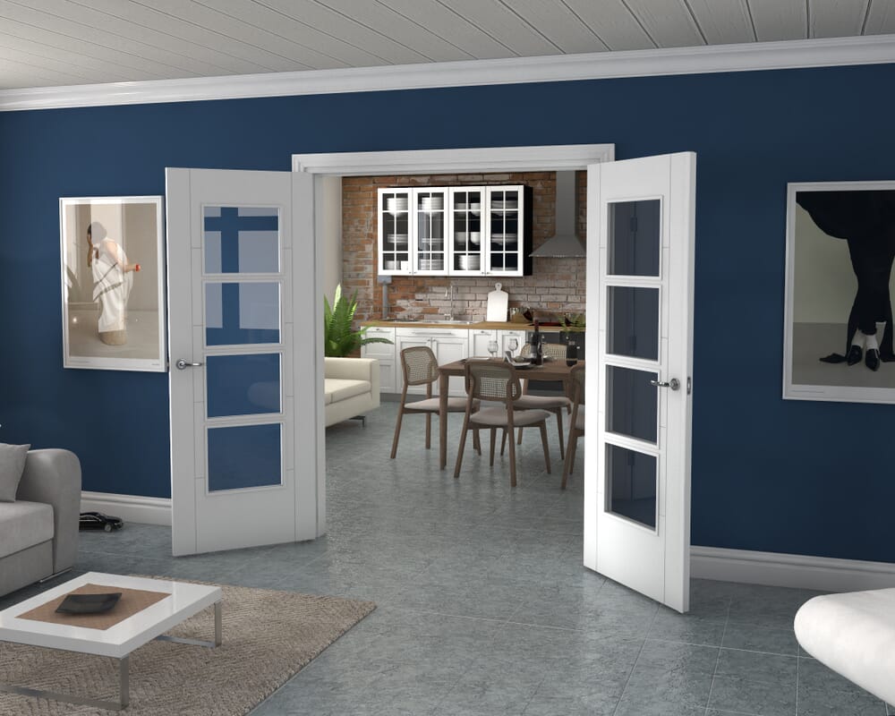 White Iseo 4L French Door Set 1580mm(W) x 2021mm(H)