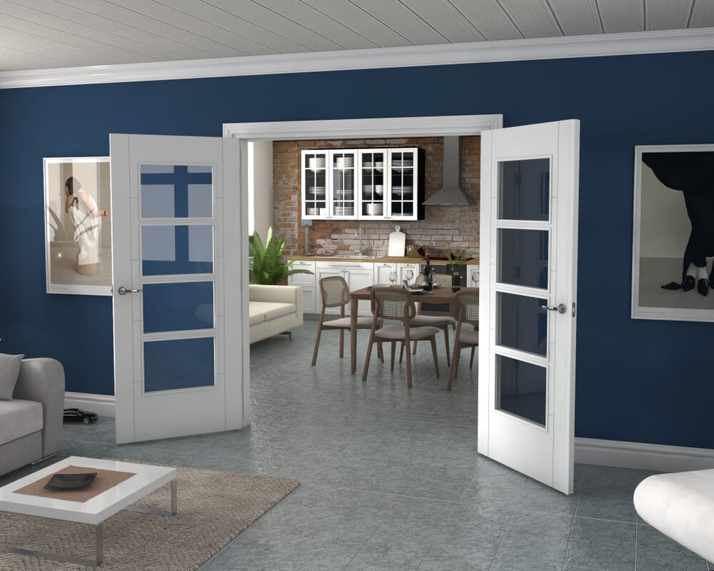 White Iseo 4L French Door Set 1736mm(W) x 2021mm(H)