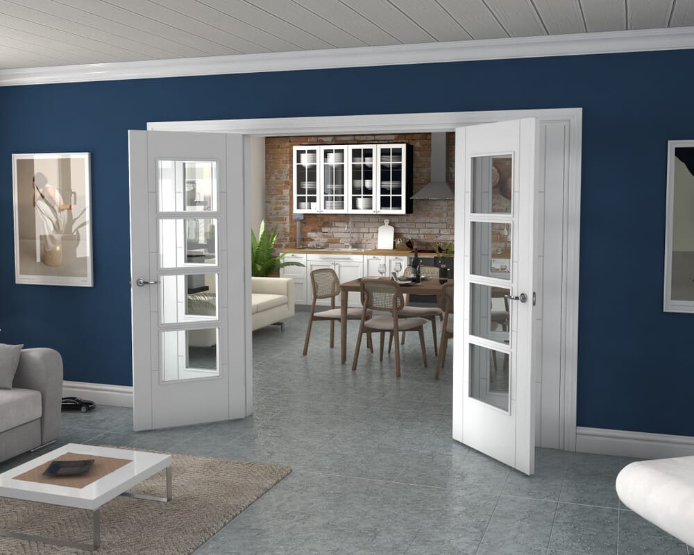 White Iseo 4L French Door Set 2836mm(W) x 2021mm(H)