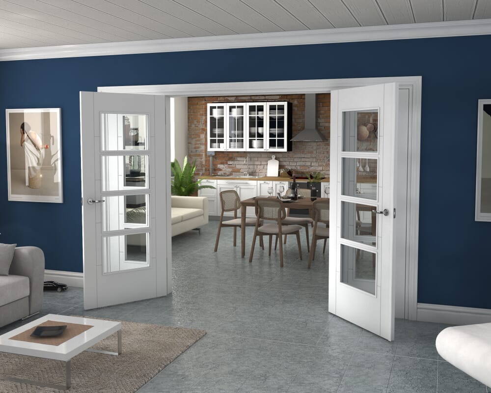 White Iseo 4L French Door Set 2996mm(W) x 2021mm(H)