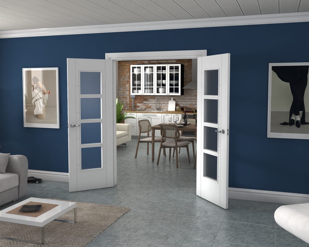 White Iseo 4L Obscure Glazed French Door Set 1426mm(W) x 2021mm(H)