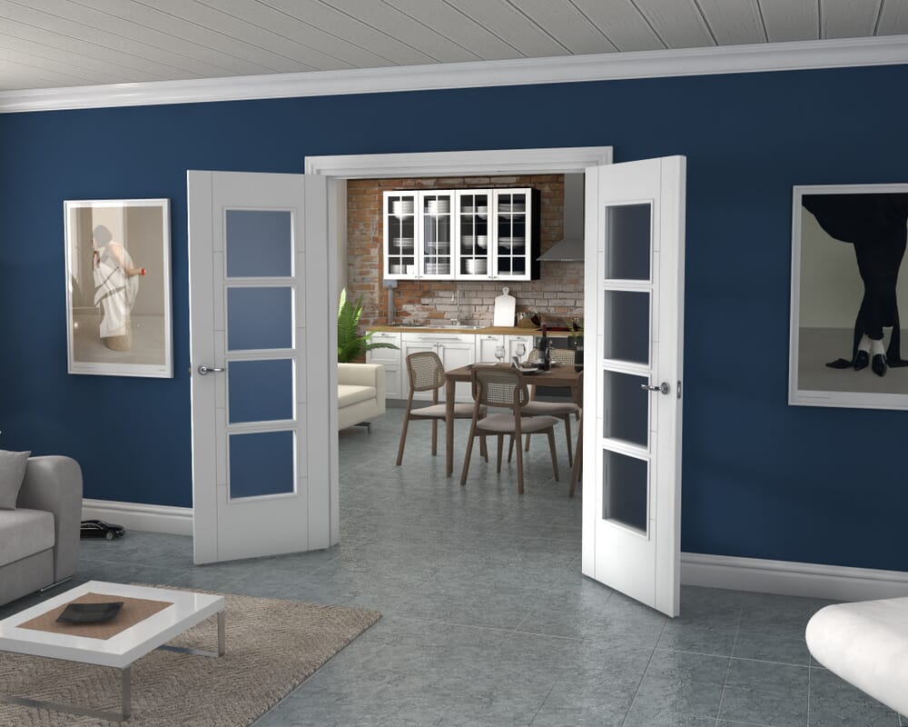 White Iseo 4L Obscure Glazed French Door Set 1478mm(W) x 2021mm(H)