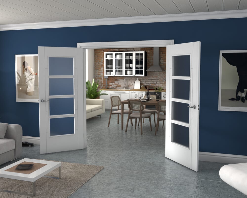 White Iseo 4L Obscure Glazed French Door Set 1732mm(W) x 2021mm(H)