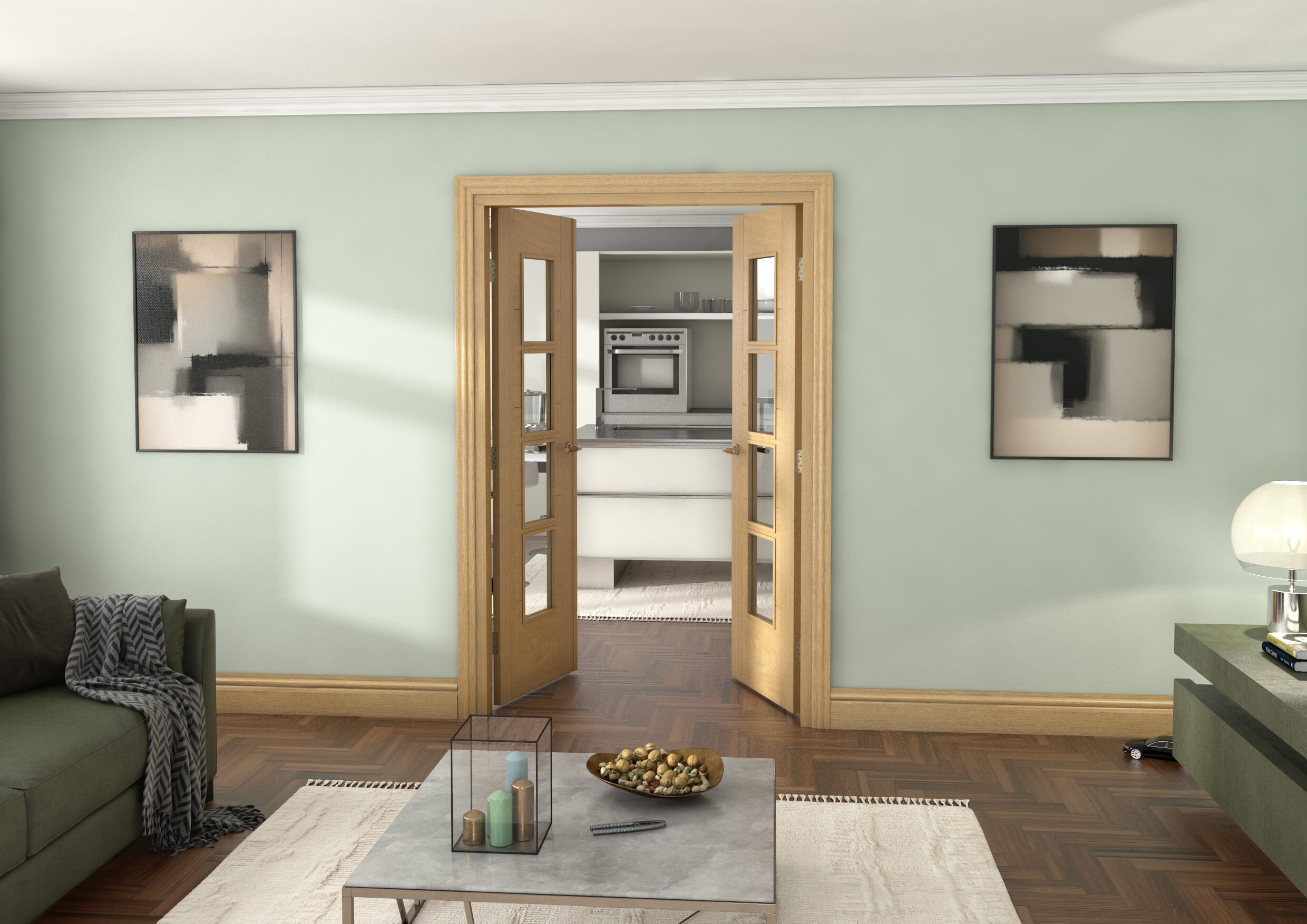 Oak Iseo 4L French Door Set 1276mm(W) x 2021mm(H)