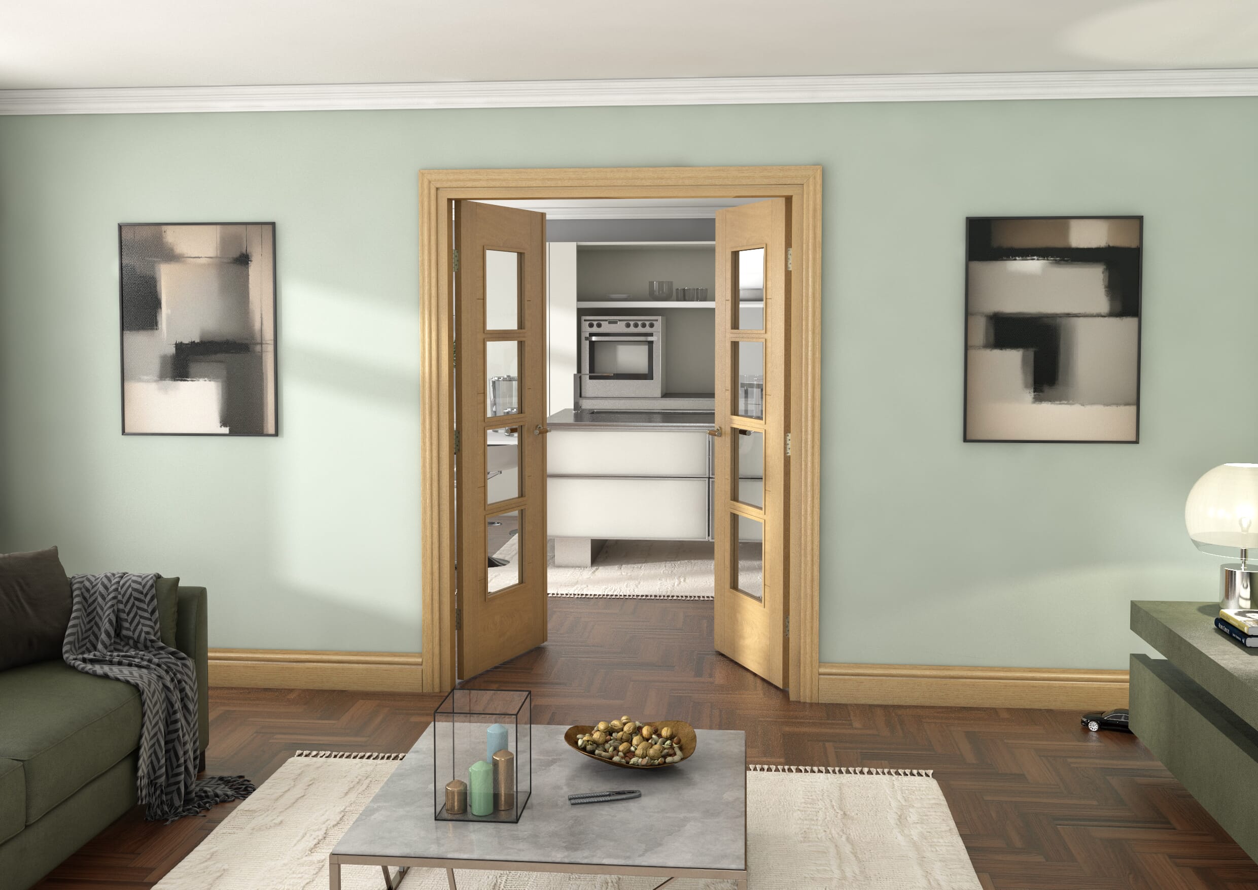 Oak Iseo 4L French Door Set 1426mm(W) x 2021mm(H)