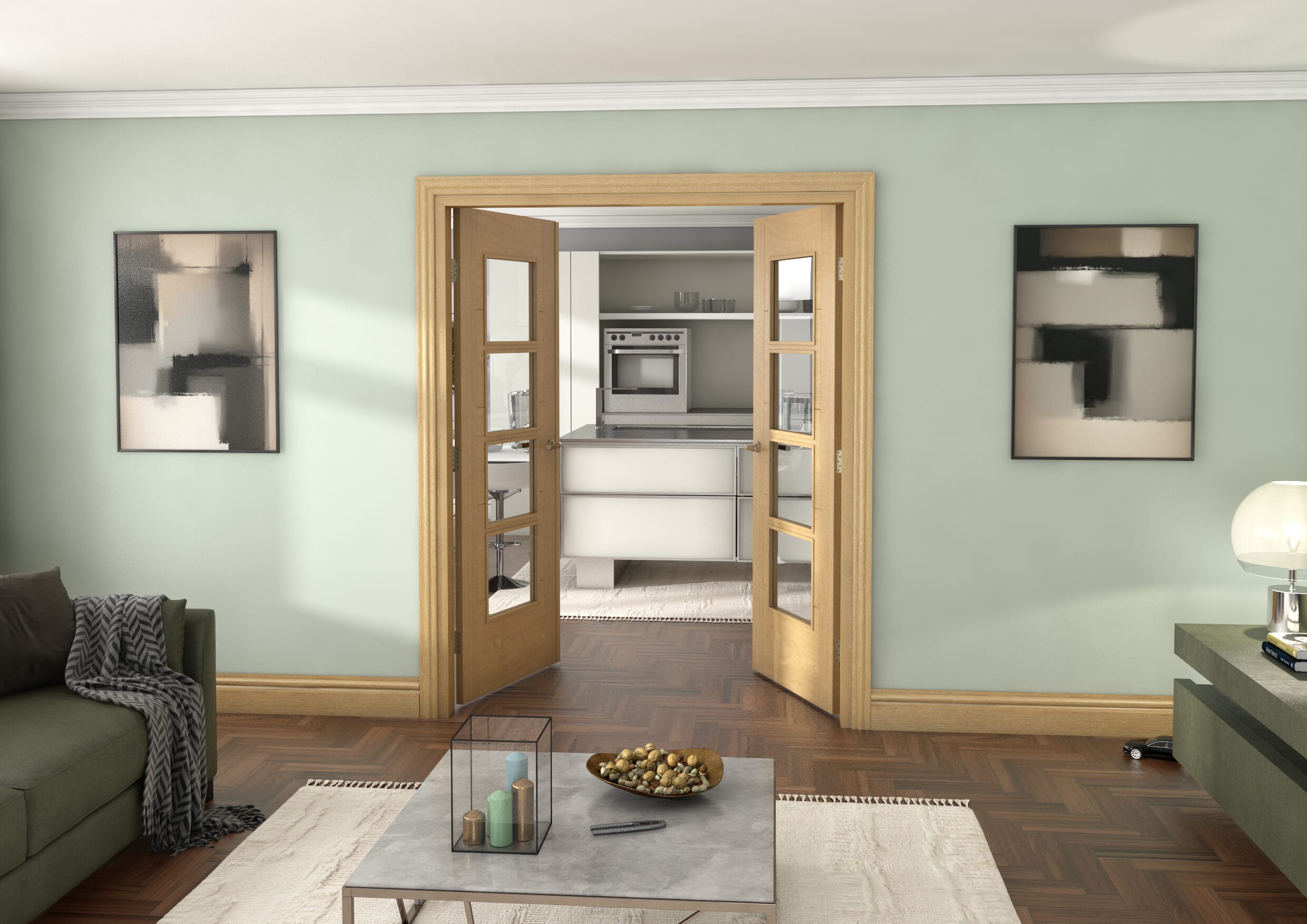 Oak Iseo 4L French Door Set 1580mm(W) x 2021mm(H)