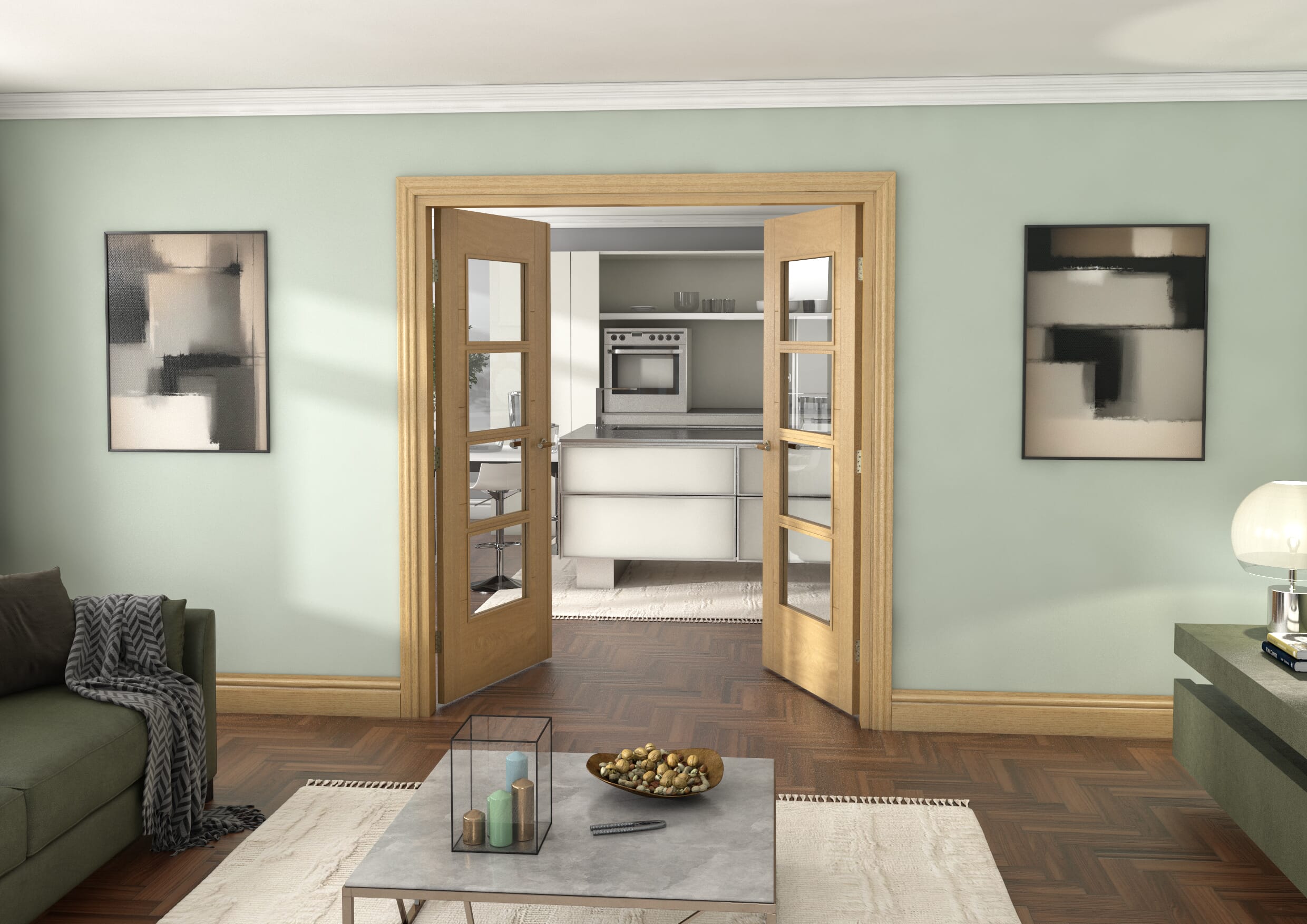 Oak Iseo 4L French Door Set 1732mm(W) x 2021mm(H)
