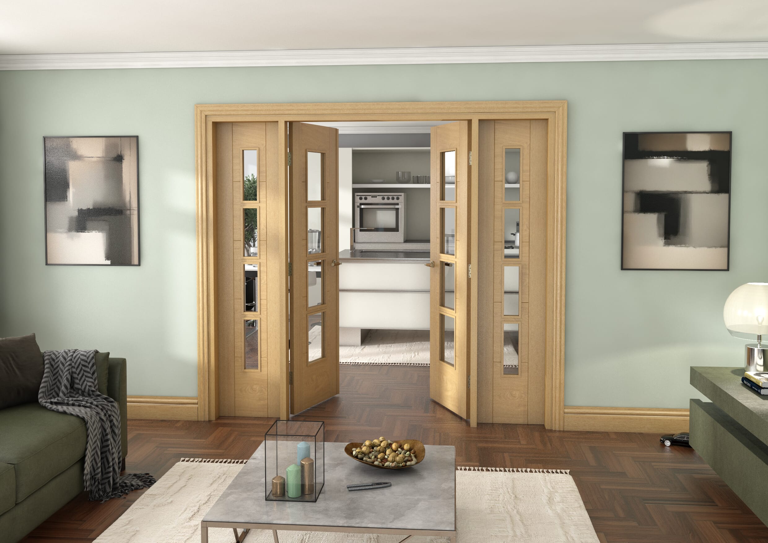 Oak Iseo 4L French Door Set 2226mm(W) x 2021mm(H)