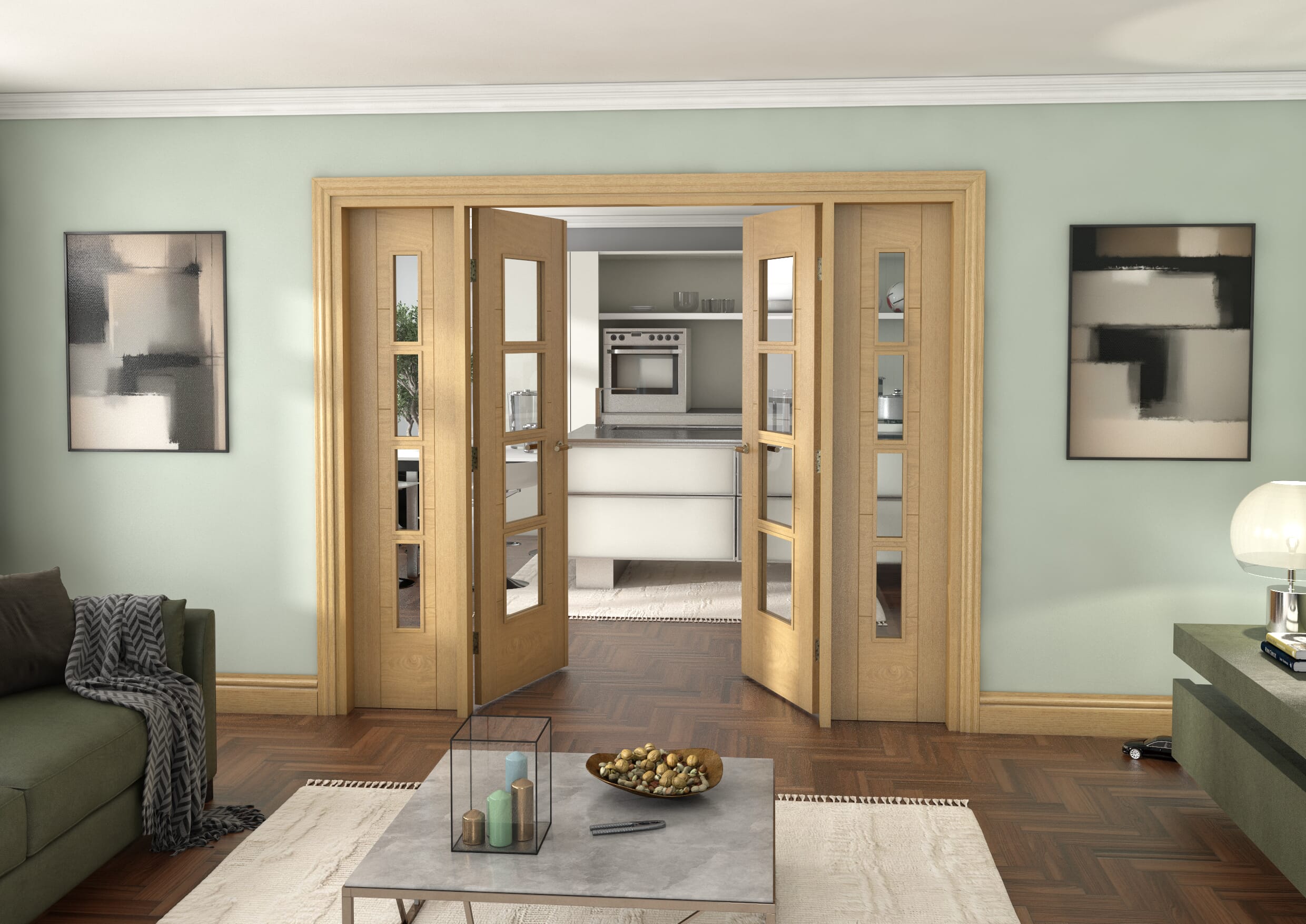 Oak Iseo 4L French Door Set 2378mm(W) x 2021mm(H)