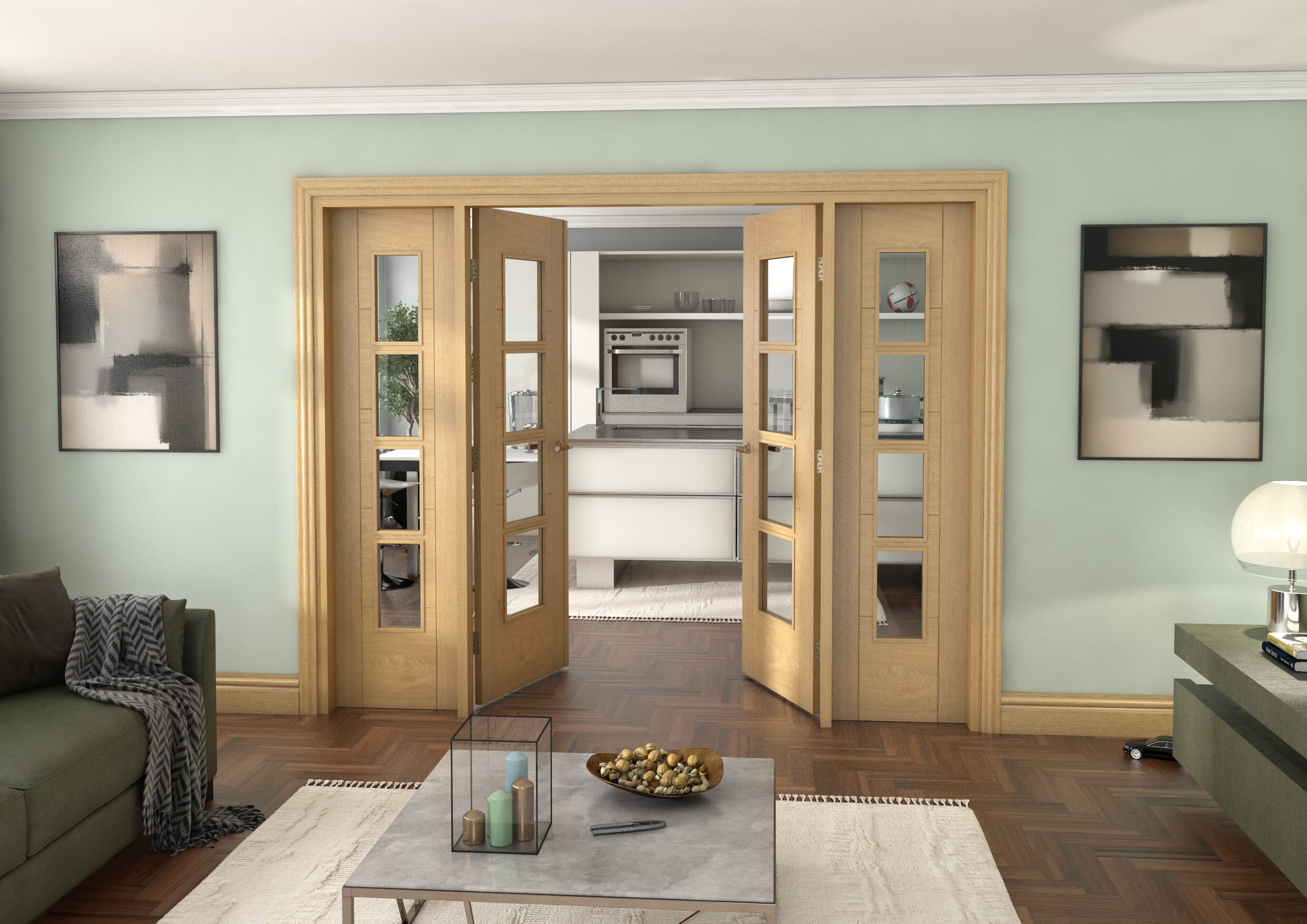 Oak Iseo 4L French Door Set 2530mm(W) x 2021mm(H)