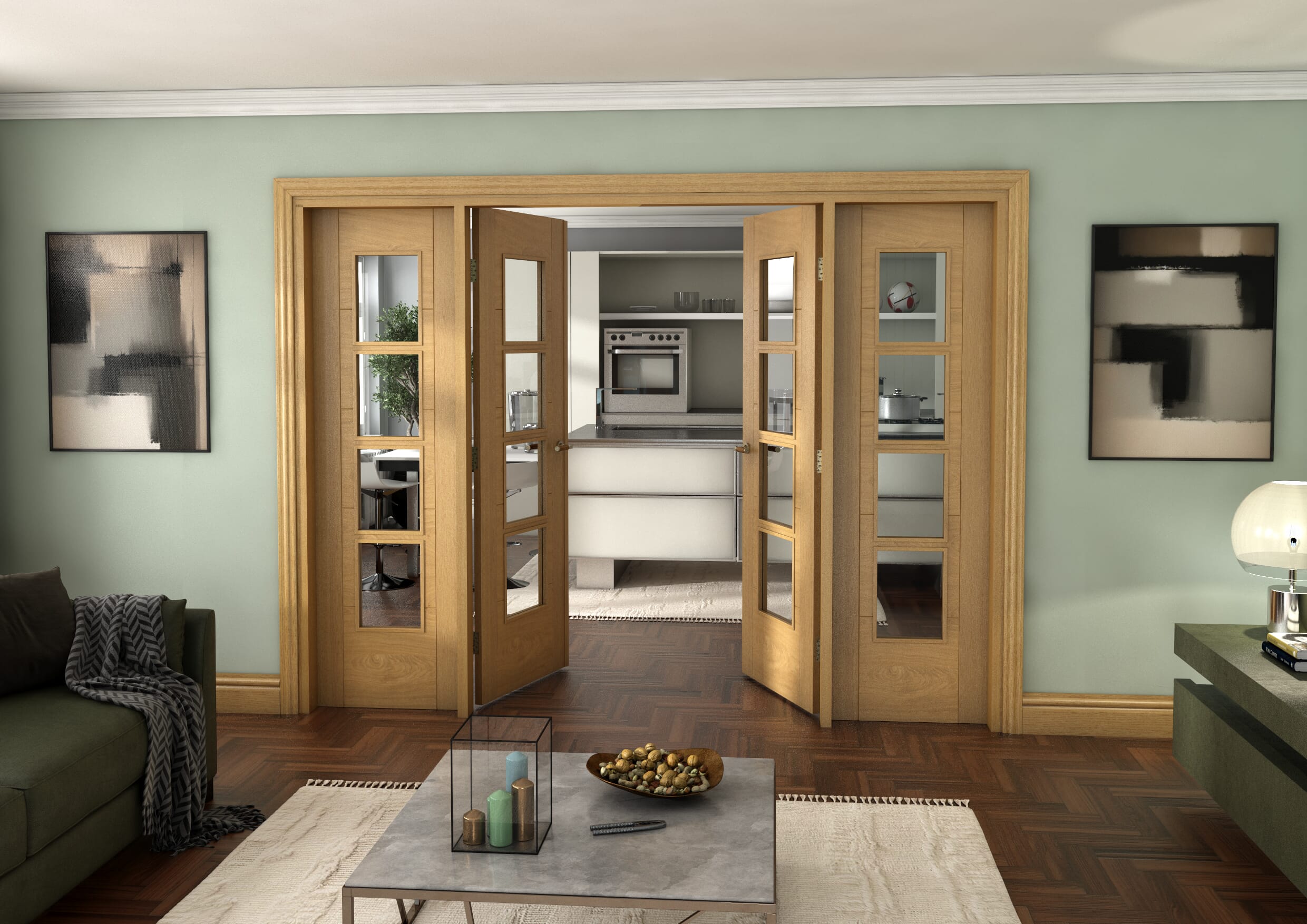 Oak Iseo 4L French Door Set 2684mm(W) x 2021mm(H)