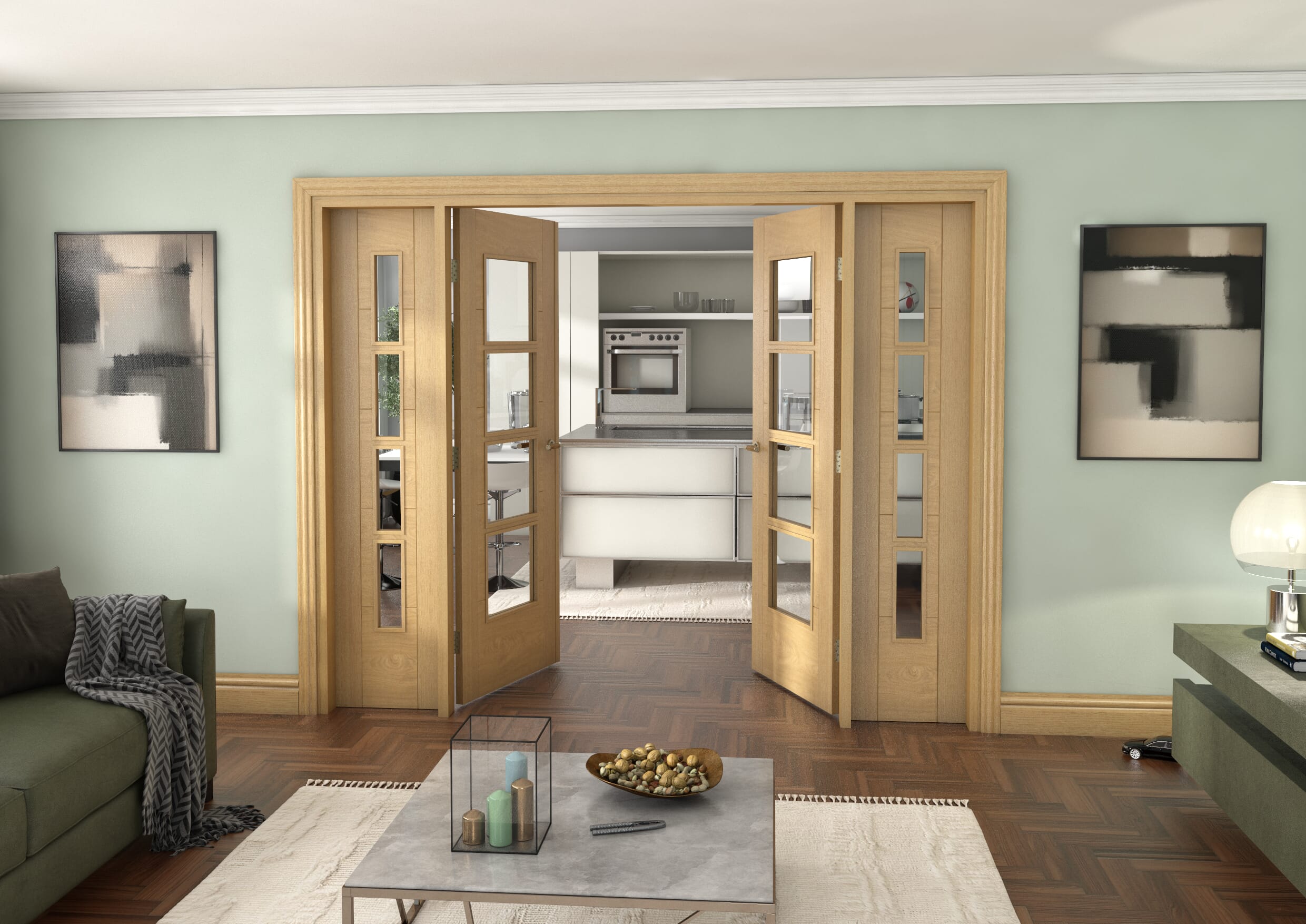 Oak Iseo 4L French Door Set 2530mm(W) x 2021mm(H)