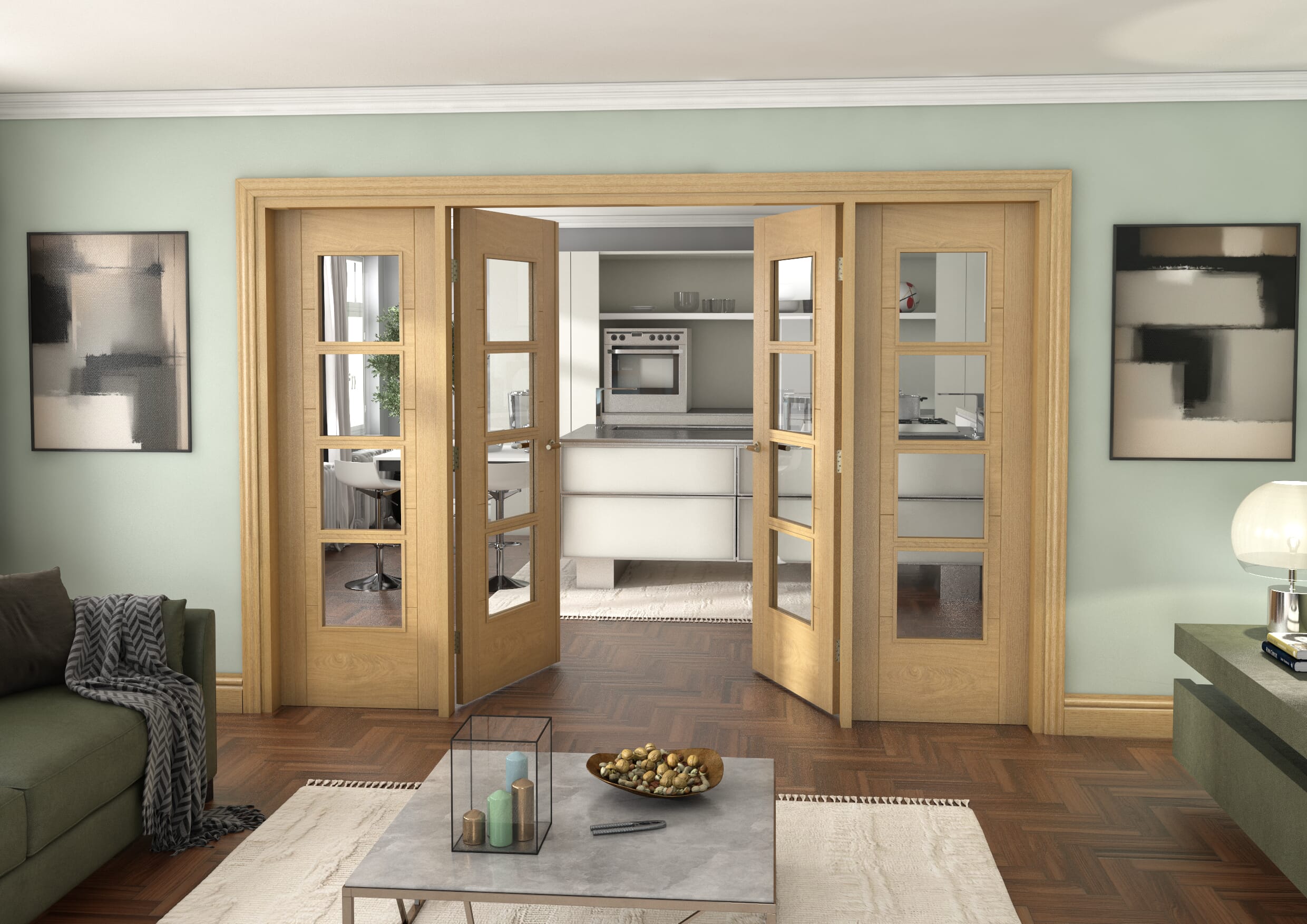 Oak Iseo 4L French Door Set 2996mm(W) x 2021mm(H)