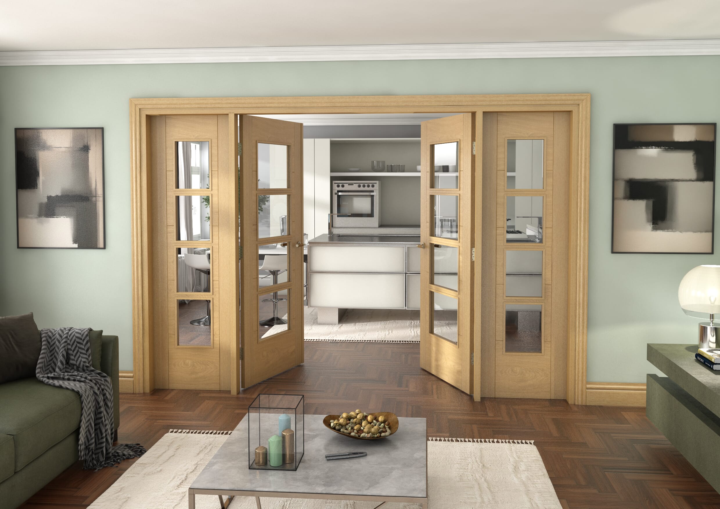 Oak Iseo 4L French Door Set 2996mm(W) x 2021mm(H)