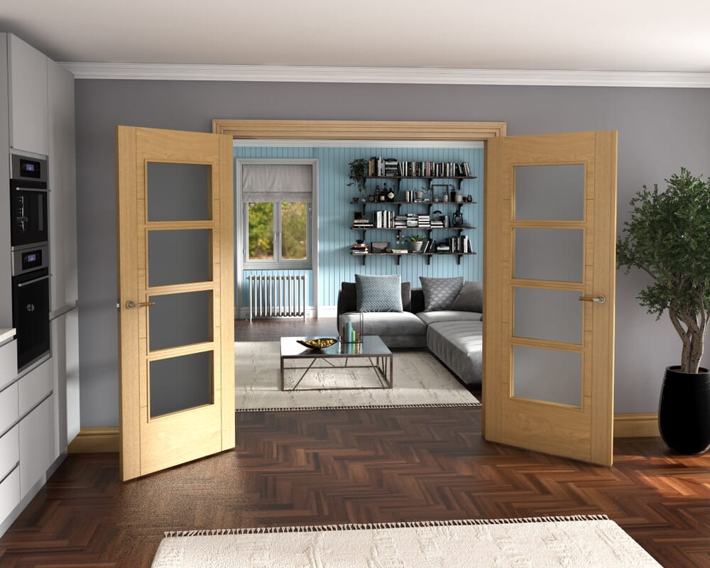 Oak Iseo 4L Obscure Glazed French Door Set 1732mm(W) x 2021mm(H)